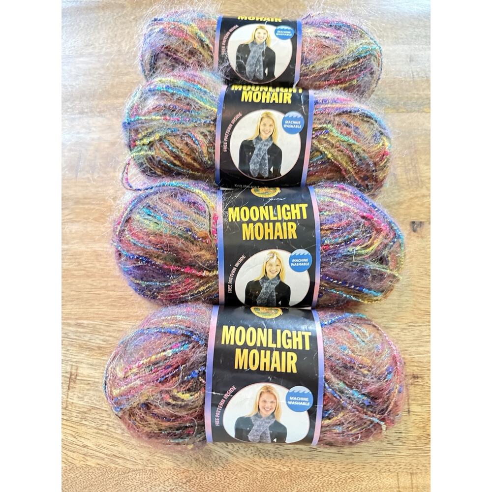 Lion Brand Yarn Moonlight Mohair Rainbow Falls #204 Discontinued ITALY 4 skeins